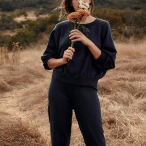 Christy Dawn Womens Organic Cotton Ribbed Hem The Sonny Sweater Black Size S